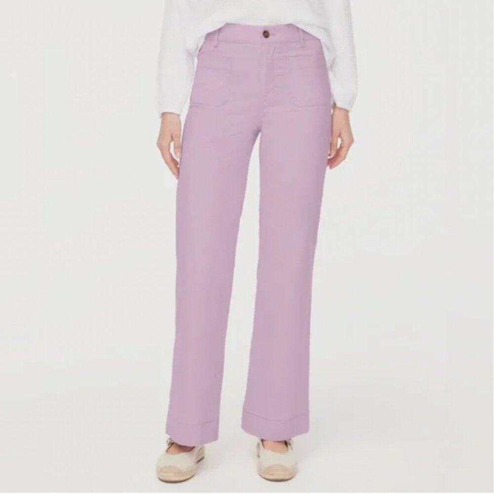 NWT J.Crew Factory Lizzie High Rise Patch Pocket Wide Leg Pants Lavender Mist 28